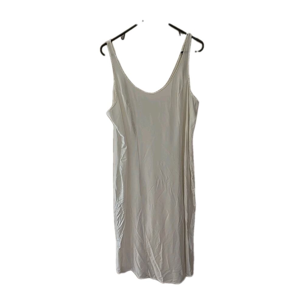 JMS Collection White Longline Slip Dress Quiet Luxury Scalloped Trim Size 1X
